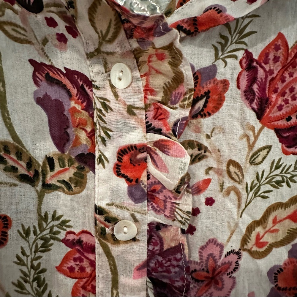 House of Harlow 1960 Peasant Floral Balloon Sleeve Blouse Women's‎ Large Cream - Picture 6 of 10